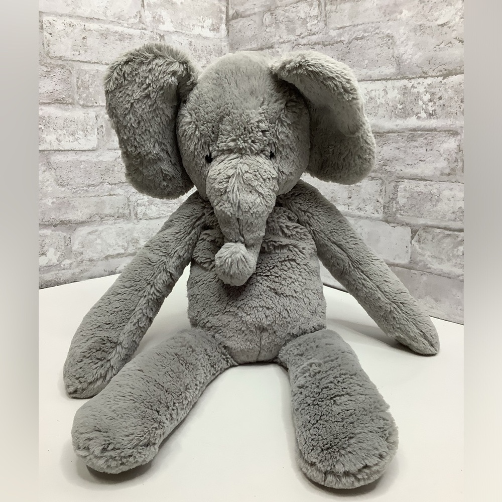 Pottery Barn Kids PBK Elephant Gray Plush Stuffed Animal Lovey 21" Gray Soft